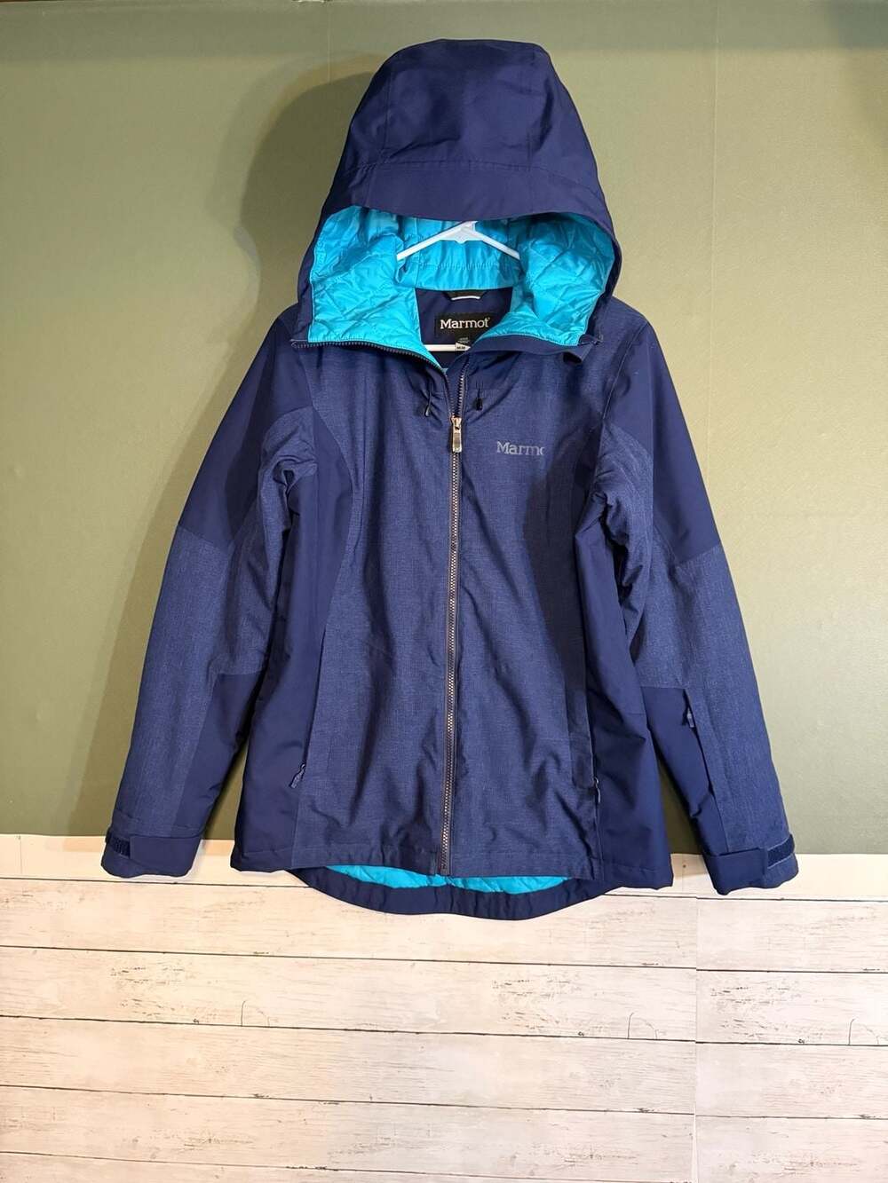 Marmot Repose Featherless Jacket Size M Blue Insulated Ski Snow Hooded